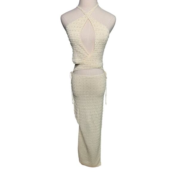 Aya Muse Veluti Embellished Crochet Maxi Dress crystal beaded 2 piece size XS - Picture 6 of 13